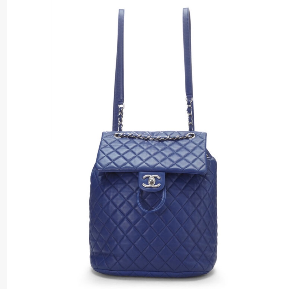 CHANEL
Blue Quilted Lambskin Urban Spirit Backpack Small